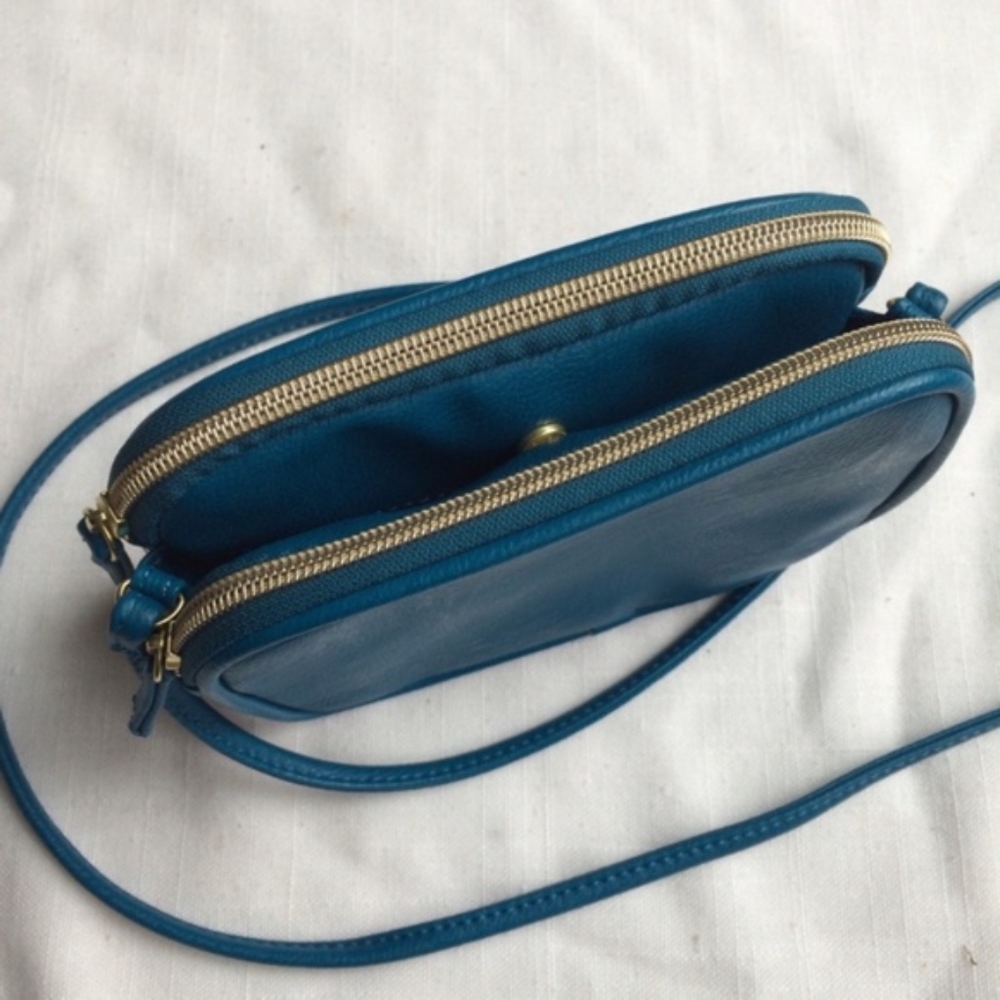 Mundi Small Turquoise Double Zip Crossbody Bag New - Picture 3 of 3